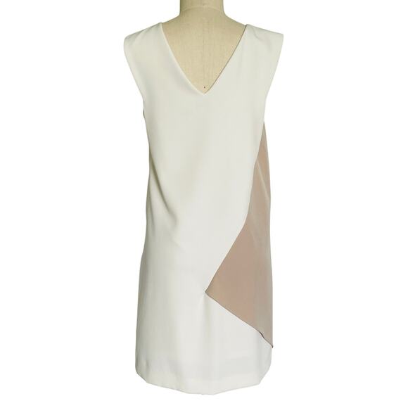 Milly Asymmetrical Color block Shift Dress Neutral Cream Tan - Picture 9 of 11